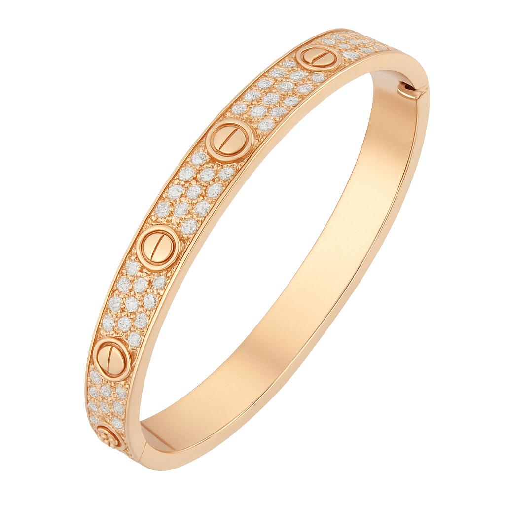 Sculpted VS1 Diamond 18K Gold Love Bangle
