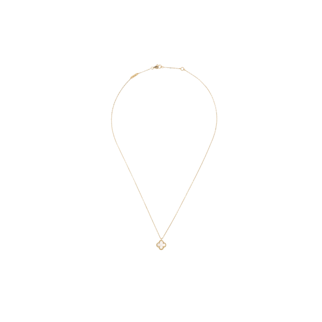 Small 1 Clover 18K Solid Yellow Gold & White Necklace