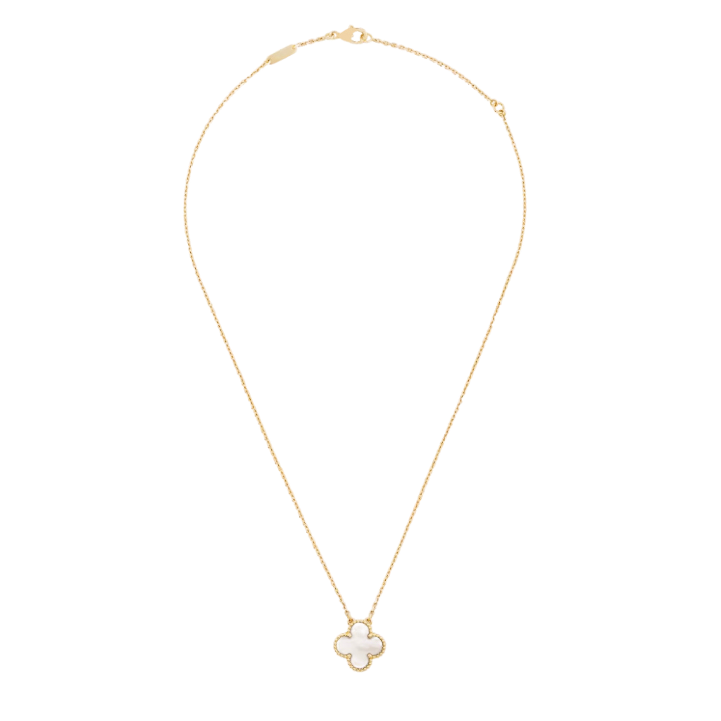 1 Clover 18K Solid Yellow Gold & White Necklace