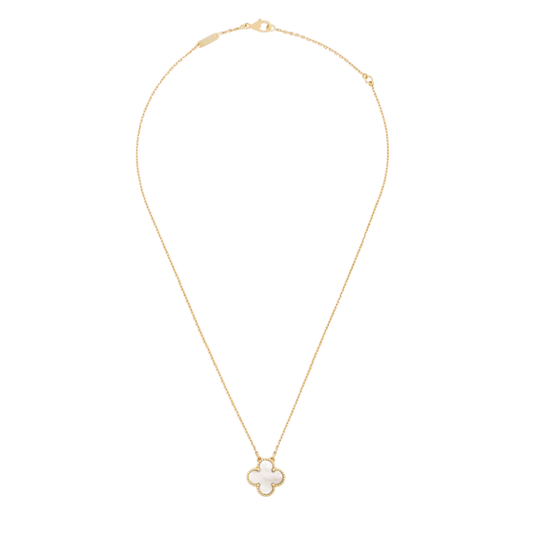 1 Clover 18K Solid Yellow Gold & White Necklace