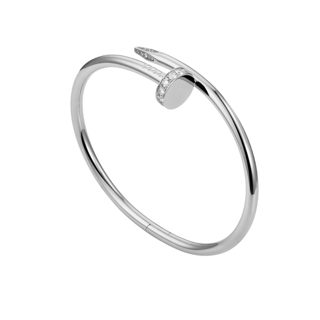 Sculpted Diamond 18K Gold Nail Bangle