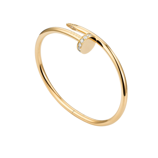 Sculpted Diamond 18K Gold Nail Bangle